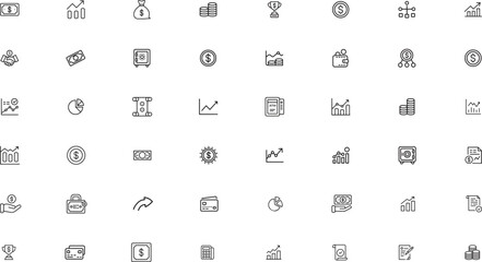 financial profit thin line icons set. growth, revenue, investment. editable stroke. vector illustration