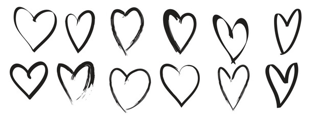 hand drawn love heart collection doodle hearts isolated on vector illustration