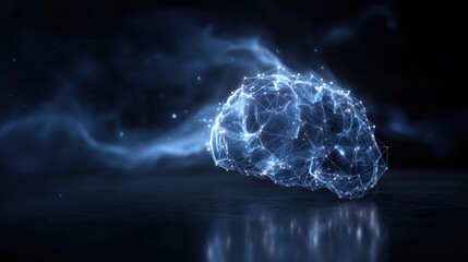 Glowing Neural Network Brain Visualization In Dark Space