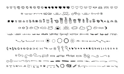 hand drawn ornaments arrow heart star flower frame cloud vector illustration