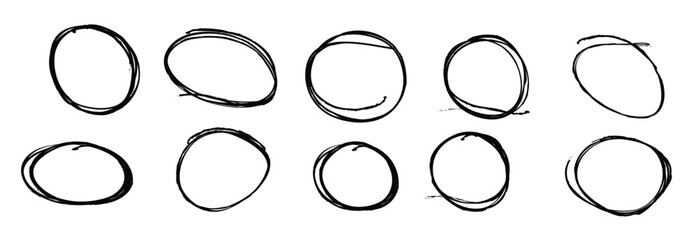 hand drawn scribble line circles and arrows doodle round vector illustration