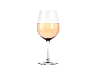 A stemmed glass filled with light pink liquid against a black background