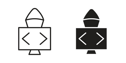 Hacker icon art in black and white © Krupal