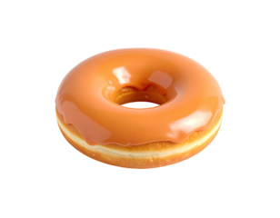 A glazed, ring-shaped treat on a black background. Shiny, smooth, and golden