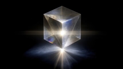 Fototapeta premium Geometric cube reflecting light and creating visual effects
