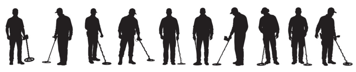 metal detector silhouette white background vector illustration