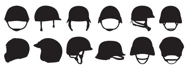 military helmet silhouette on white background vector illustration