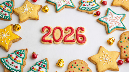 christmas gingerbread cookies on wooden background