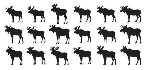 moose silhouette white background vector illustration