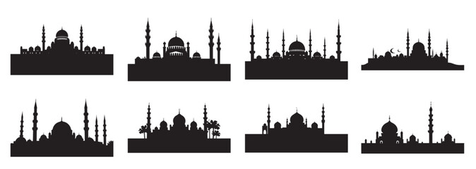 Fototapeta premium mosque silhouette bundle white background vector illustration