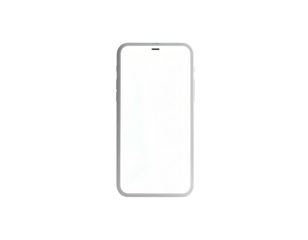 Smartphone with a white screen, in the center, against a stark black background