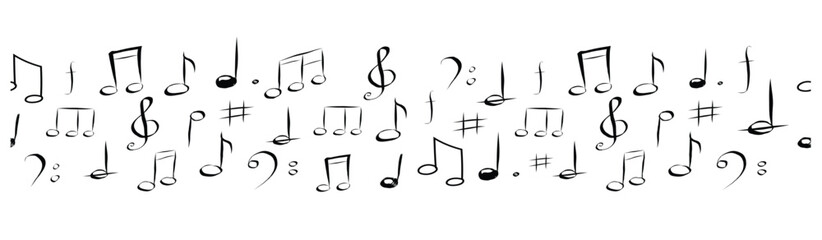 music note hand drawn sketch silhouette cute doodle melody vector illustration