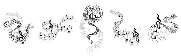 musical waves with music notes vector