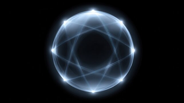 Glowing atom illustration on black background