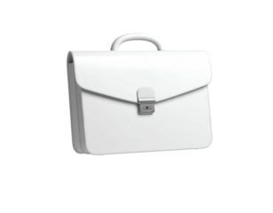 Simple, white, 3D rendered briefcase, rendered on a plain black background