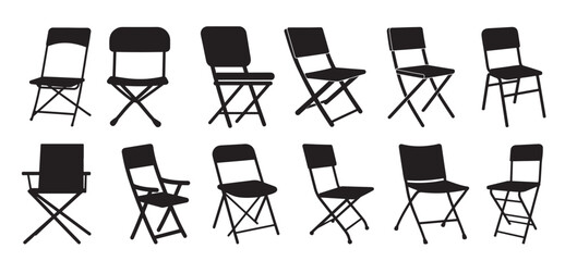 folding chairs silhouette vector illustration
