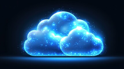 Glowing Blue Cloud Computing Concept Displaying Data Technology