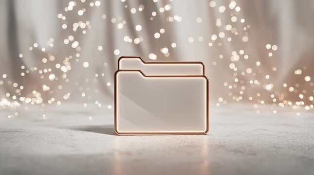 Minimal Folder Icon with Sparkle Effects in Rose Gold Theme
