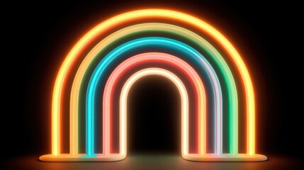 Fototapeta premium Neon Rainbow Displaying Lights and Colors on a Black Background