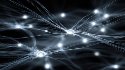 Neural network illustration depicting connections and signal pathways