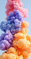 Colorful plumes of smoke mixing