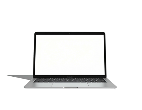 Sleek, open laptop with a bright screen against a black background - Powered by Adobe