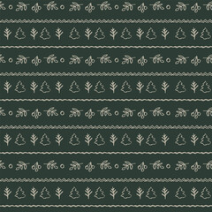 Christmas and New Year winter seamless vector pattern with retro, vintage decoration stripes. Classical traditional jolly background, print, decoration. Hand drawn. 