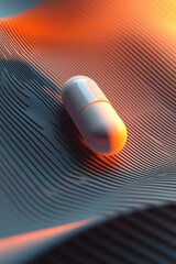 White pill sits on patterned wave surface