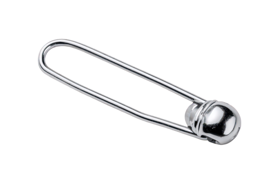 Metal Safety Pin Against Transparent Background