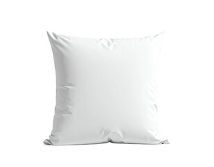 A pristine white pillow, plump and square, against a stark black background