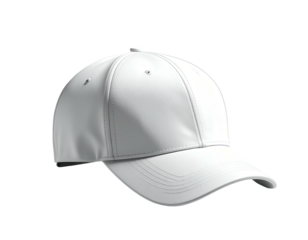 A pristine white baseball cap with structured panels, visor, and a rounded crown