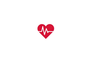 Red Heart Icon with Heartbeat Line