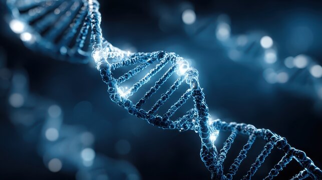 Digital DNA helix visualization representing scientific research