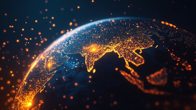 Digital Earth Globe with IoT Network Lighting and Overlay