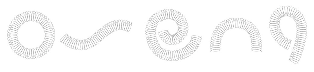 minimal spring coil spiral icon collection in clean line