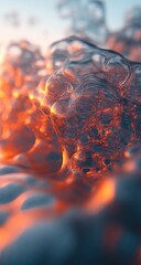 Molten glow within translucent, abstract bubbly forms