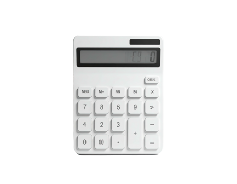 A white calculator with a black display shows the number 190 against a black backdrop
