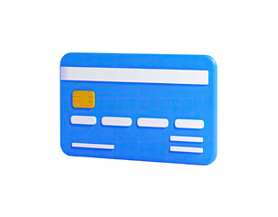 A cartoon-style blue credit card against a black background