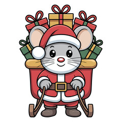 Cute Mouse Santa Helper Clipart