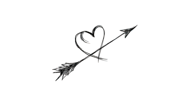 Abstract Heart And Arrow Design On Black Background