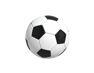 A three-dimensional soccer ball composed of black and white pentagons