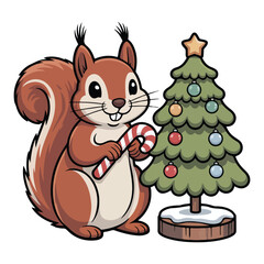 Cute Winter Christmas Squirrel Clipart