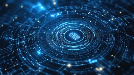 Digital security system with glowing abstract connections