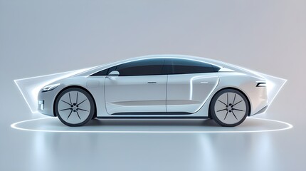 Futuristic AI Self-Driving Car – Modern Luxury Automobile Design on White Background