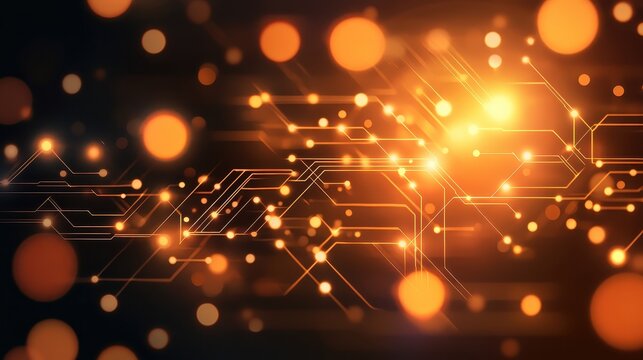 Digital System Architecture with Glowing Circuit Lines