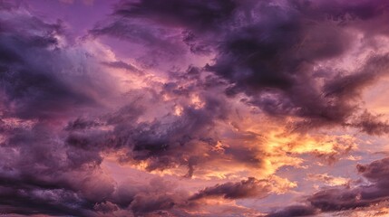 Panoramic Dramatic Sunset Sky with Clouds