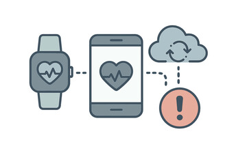 Wearable technology health data transfer to smartphone and cloud with alert