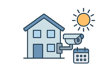 Smart home security monitoring system with outdoor camera and daily schedule