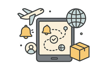 Global travel and delivery logistics planning on a digital tablet application