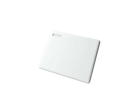 Isolated white rectangular electronic device with a recessed top edge, floating